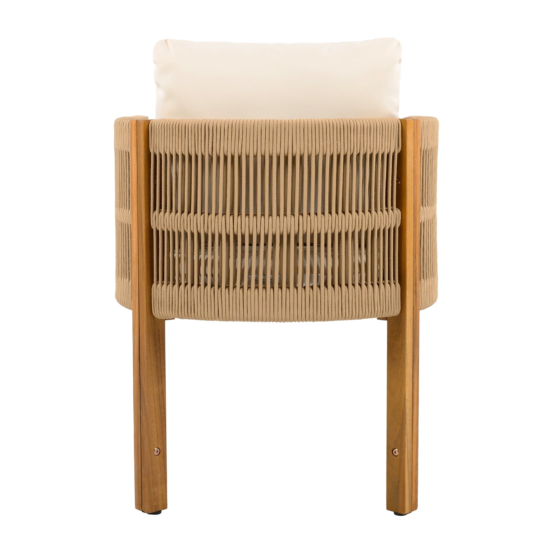 Outdoor Dining Set with Acacia Wood Table and 4 Chairs, Beige