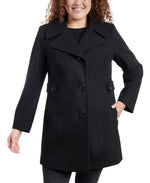 Anne Klein Women's Plus Size Single-Breasted Notched-Collar Peacoat