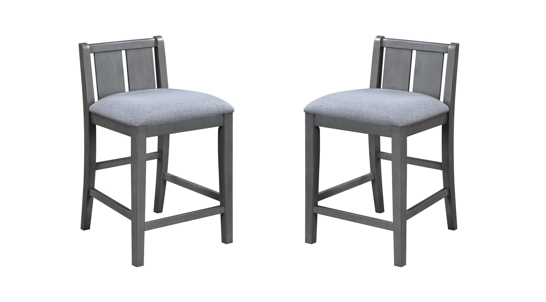 Graham 36' 3-Piece Gray Finish Small Space Counter Height Dining Table with Shelves and 2 Chairs