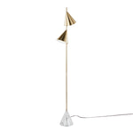 Cone 65' Glam Metal Floor Lamp in Brushed Gold Metal with White Faux Marble Base