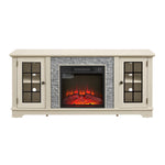 58" Modern TV Stand with Electric Fireplace and Storage