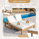 TREXM Outdoor Double Lounge Chair with 5-Position Adjustable Backrest