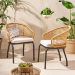 Outdoor Wicker Chair With Powder-Coated Iron Legs