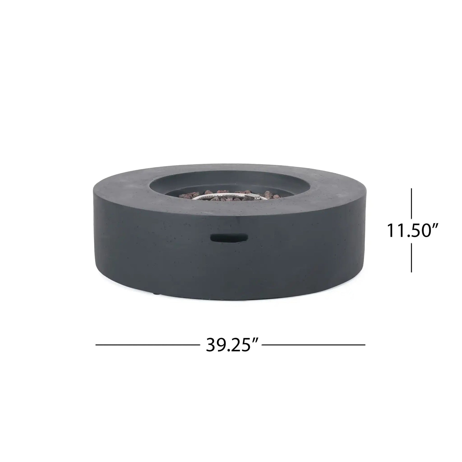 Modern Lightweight Concrete Outdoor Circular Fire Pit 50,000 BTU