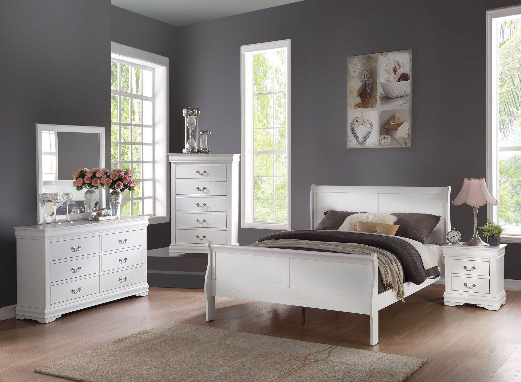 Louis Philippe Sleigh Style Bed