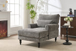 Modern Grey Upholstered Chaise Lounge Sofa Recliner