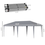 Outsunny 10' x 20' Pop Up Canopy Tent Heavy Duty Steel Frame Gray