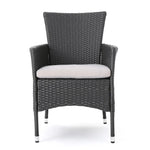 Dimensional Outdoor Dining Chair With Cushion Seat And Iron Frame (Set of 2)