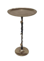 13.8x13.8x24 Black and Gold Aluminum Side Table with Pomegranate Design