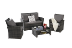 4 Pieces Outdoor Patio Furniture Sets Garden Rattan Chair Wicker Set