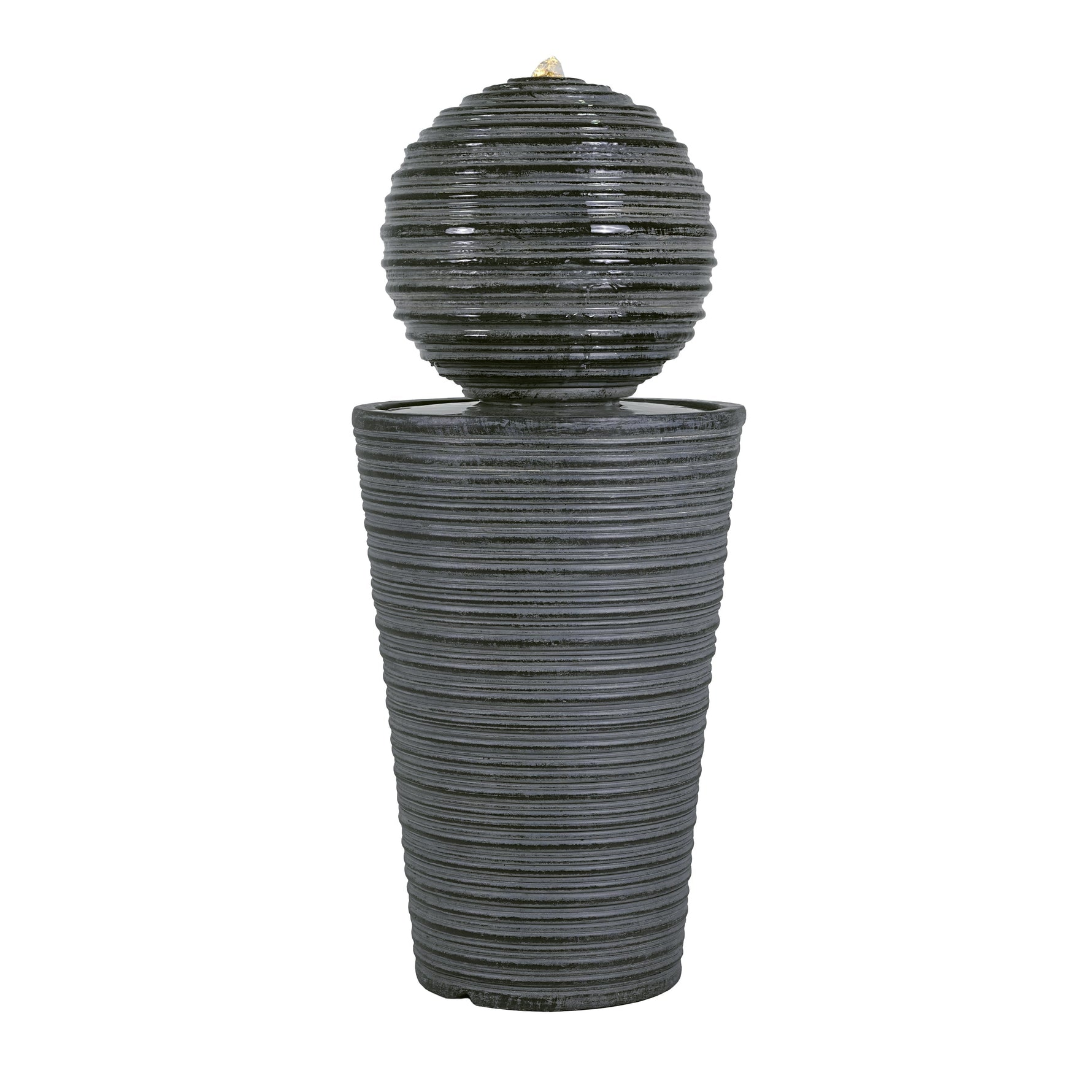 31.5' Tall Striped Concrete Column Fountain with LED Light