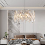 24" Luxurious Round Silver Crystal Chandelier