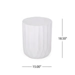 Outdoor End Table With Scallop Edge - Antique White