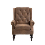 Modern Coffee Wood Frame Armchair with Microsuede Upholstery