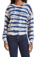 Rails Ramona Tie Dye Cotton Blend Sweater in Striped Indigo Tie Dye, Size Medium