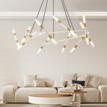 41" White & Golden Modern Chandelier Light Fixture