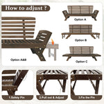TOPMAX Outdoor Adjustable Patio Wooden Daybed Sofa Chaise Lounge with Cushions