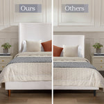 Hayden King Size Upholstered Wingback Bed with Textured Ivory Canvas and Tall 54' Headboard