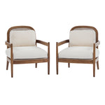 Elliston Rattan Backrest Solid Wood Accent Chair with Cushions - Set of 2