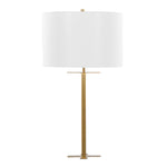 Cosmo 28" Glam Metal Table Lamp in Antique Brass and White Linen