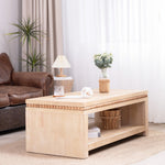 Modern Wood Coffee Table with Beaded Trim – 47" Rectangular
