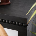 64in Modern Black Wood Console Table – Elegant Entryway Table with Decorative Beaded Trim