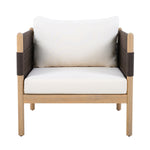 Outdoor Acacia Wood Club Chair with Diamond Rope Weave & Cushions, Light Teak