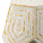 18x18x21 Hexagonal Capes Capiz Stool Cream/Yellow