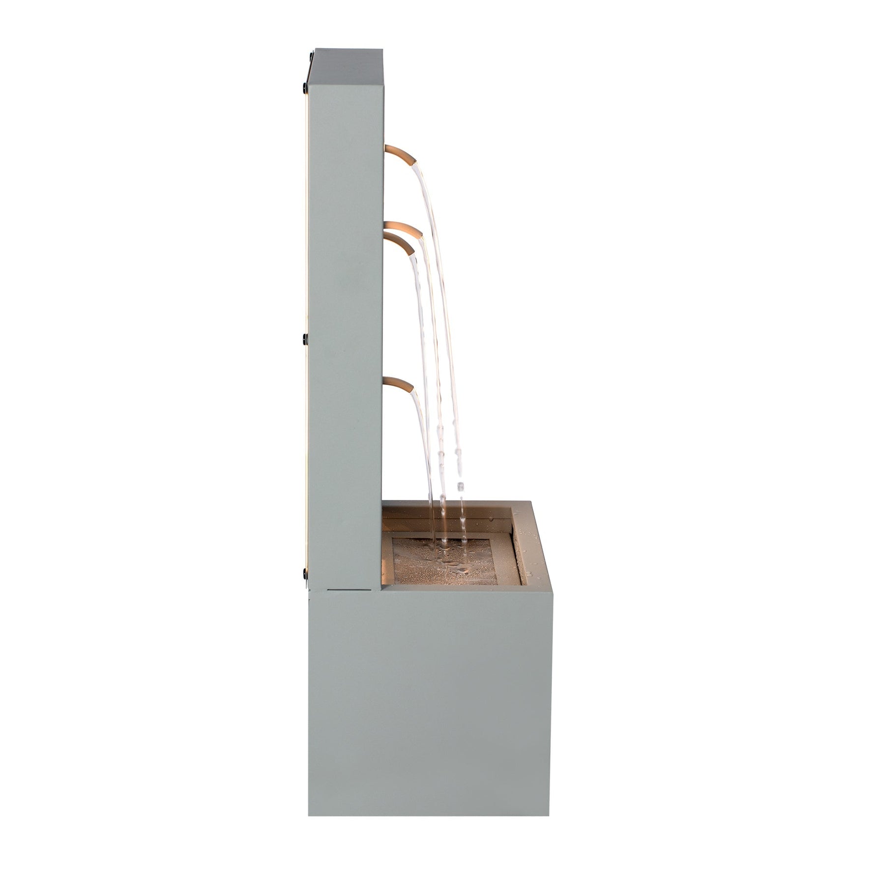 30.71' Light Gray Metal Leaf Cutout Outdoor Water Wall Fountain with LED Lights