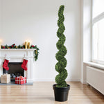 7FT Spiral Topiary Trees Artificial Outdoor Faux Boxwood Plants