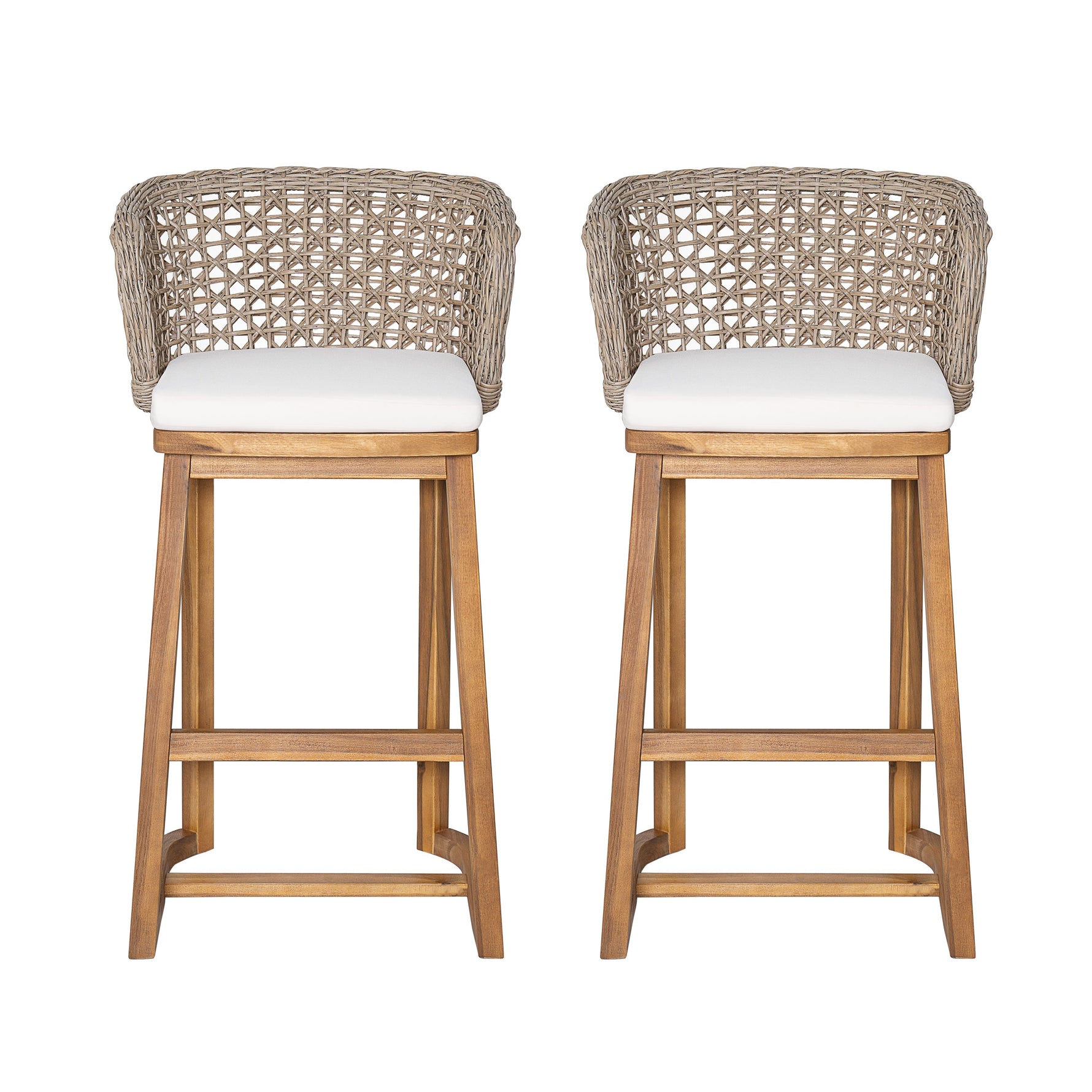 Outdoor Acacia Wood Bar Stools (Set of 2)