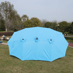 Double-Sided Outdoor Market Umbrella With Lights And Base