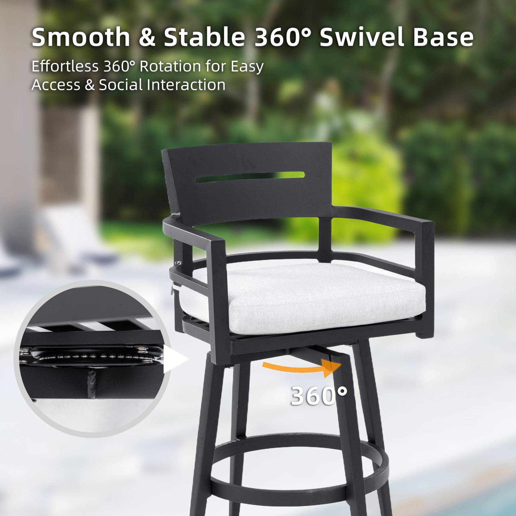 Modern Outdoor Swivel Bar Chairs Set of 2