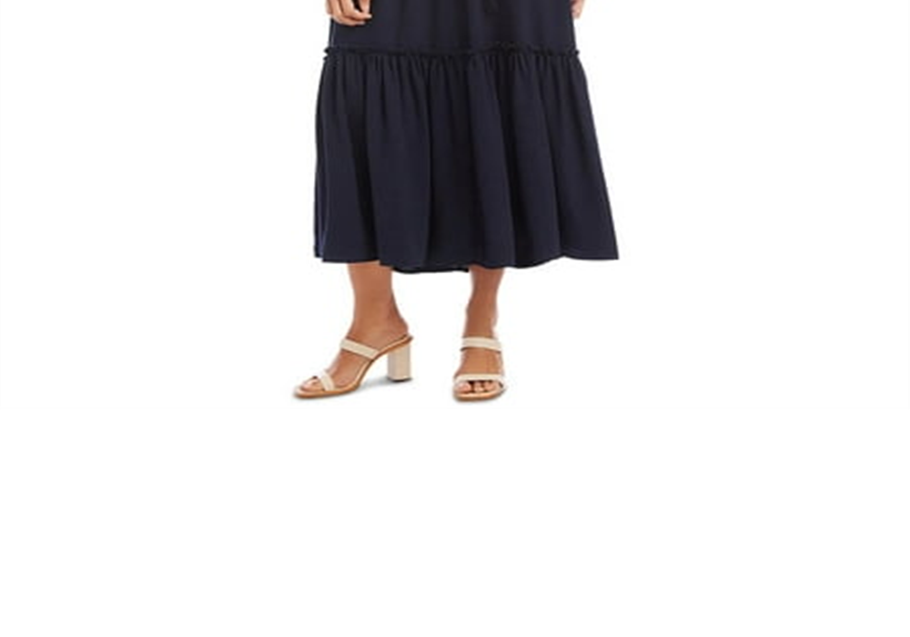 Karen Kane Womens Cocktail Midi Fit & Flare Dress Blue