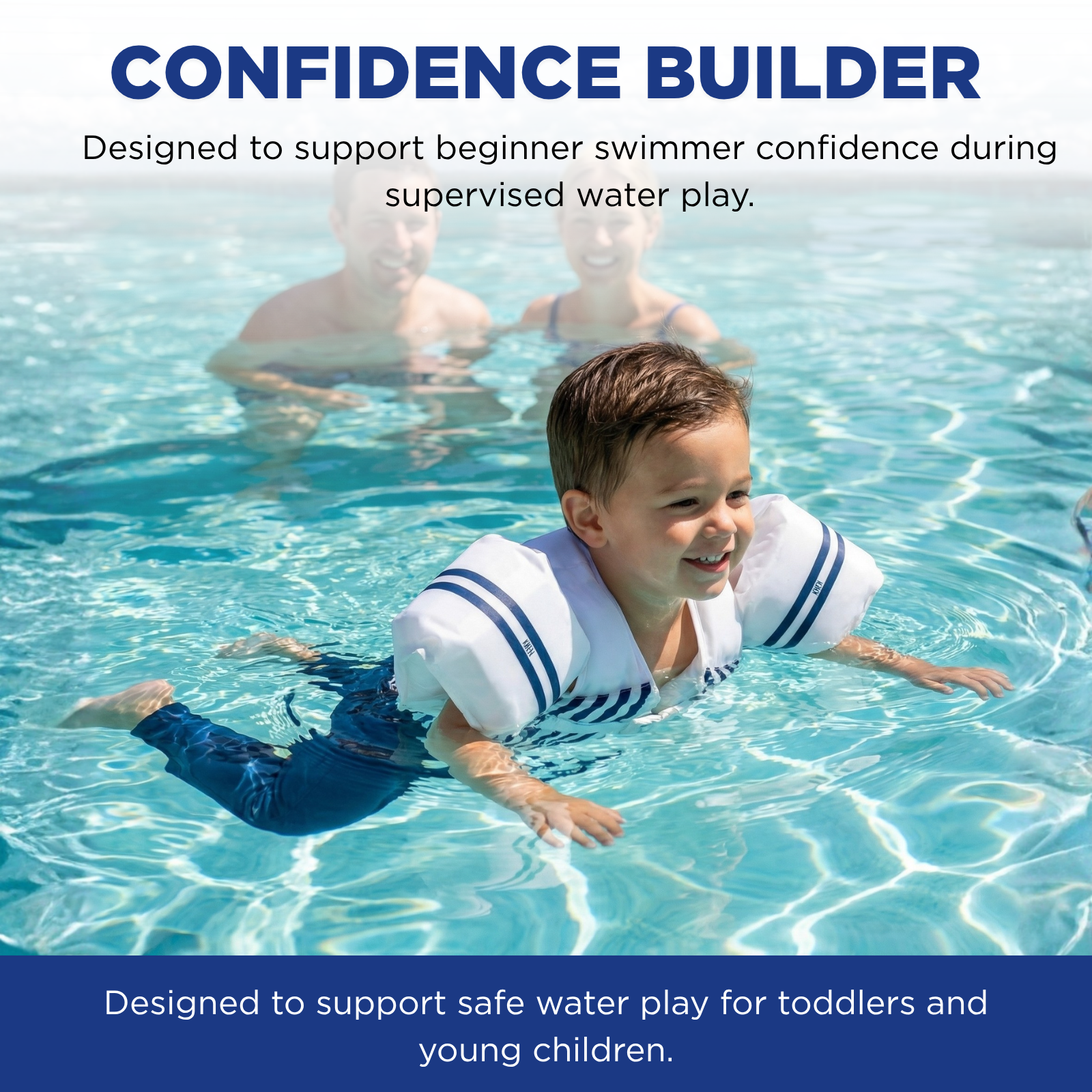 Floating Jackets with Sleeves for Bool or Beach | 1-3 Years | White & Blue