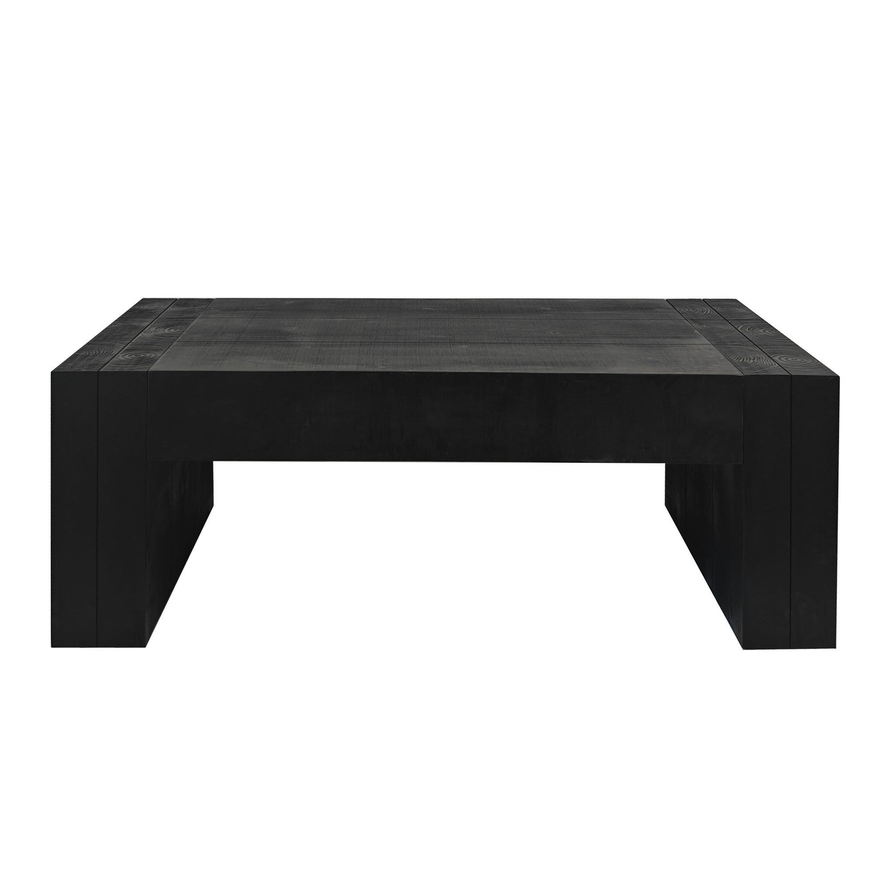 Modern Black Solid Wood Coffee Table, 49in Rectangular