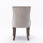 A&A Furniture Ultra Side Dining Chair with Thickened Fabric and Bronze Nail Head, Beige, Set of 2