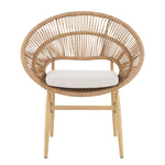 Cyril Outdoor Wicker Papasan Style Dining Chair with Teak Finished Legs - Set of 2