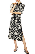 Topshop Womens Red Tie Waist Midi Shirtdress Size 8 US