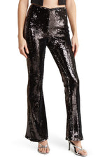 Topshop Sequin Flare Trousers in Black  Size 6 Us