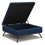 Owen Square Coffee Table Storage Ottoman - Distressed Dark Blue