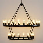 47.24 Inch Matte Black Wagon Wheel Chandelier with 36 Lights