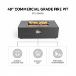Volon Modern Rectangular Fire Pit Table in Light Gray