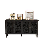 60" Antique Buffet Cabinet with Floral Carvings
