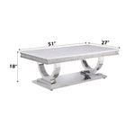 Zander Printed Faux Marble Top Mirrored Coffee Table