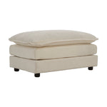 Modern Accent Chair with Ottoman in Beige Chenille