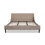Aspen Vertical Tufted Headboard Platform Bed Set, King, Mink Beige Performance Velvet