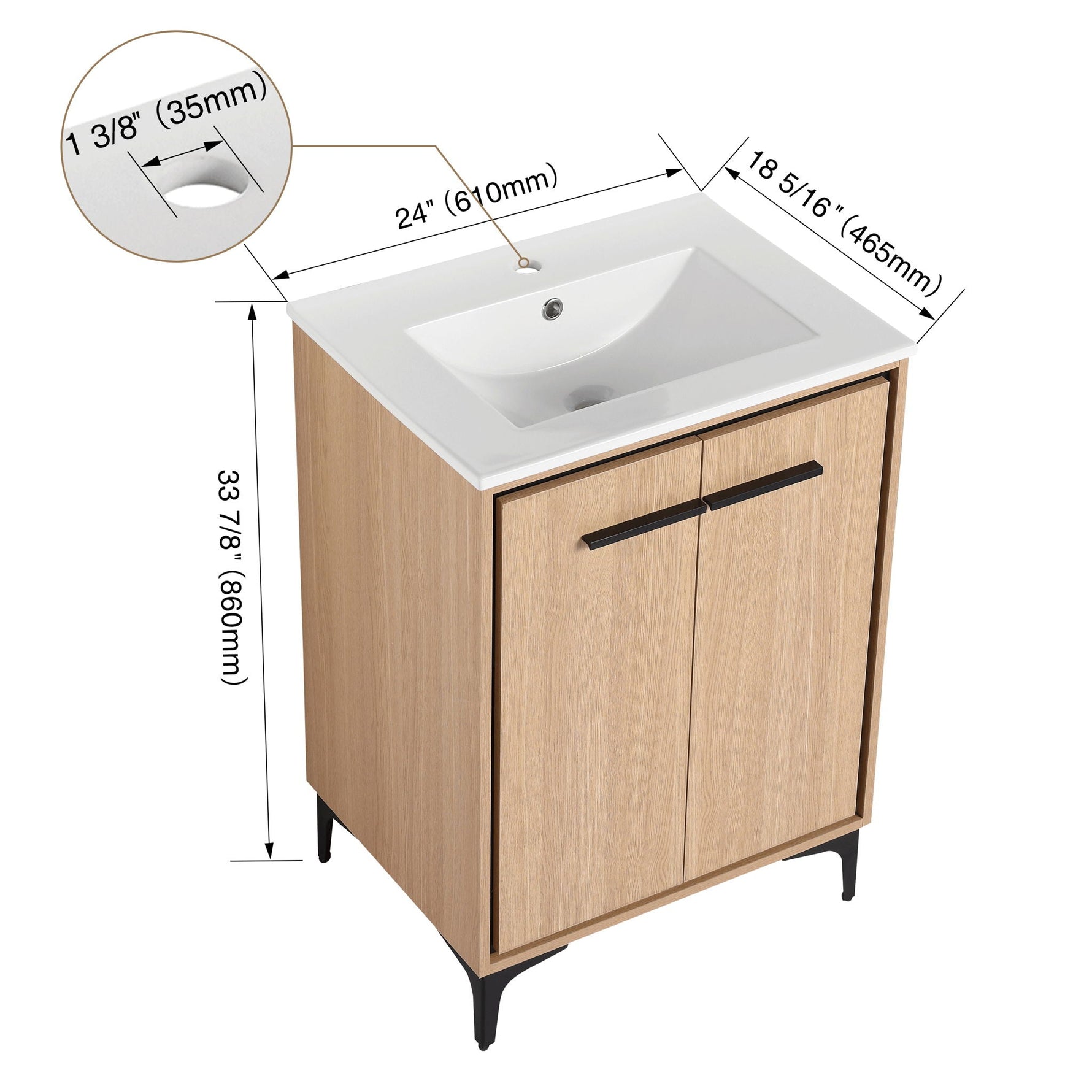 Modern Bathroom Vanity Base with Basin and Storage Cabinet