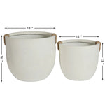 Round Concrete Planter Set of 2, Large Handmade Off White Pots