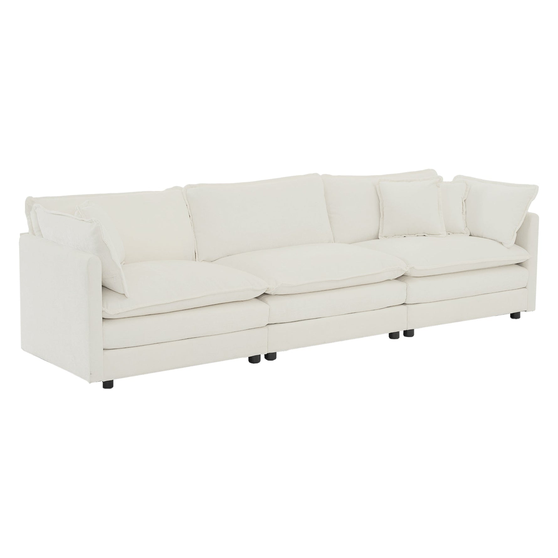 Mid-Century Modern Couch 3-Seater Sofa with Chenille Fabric